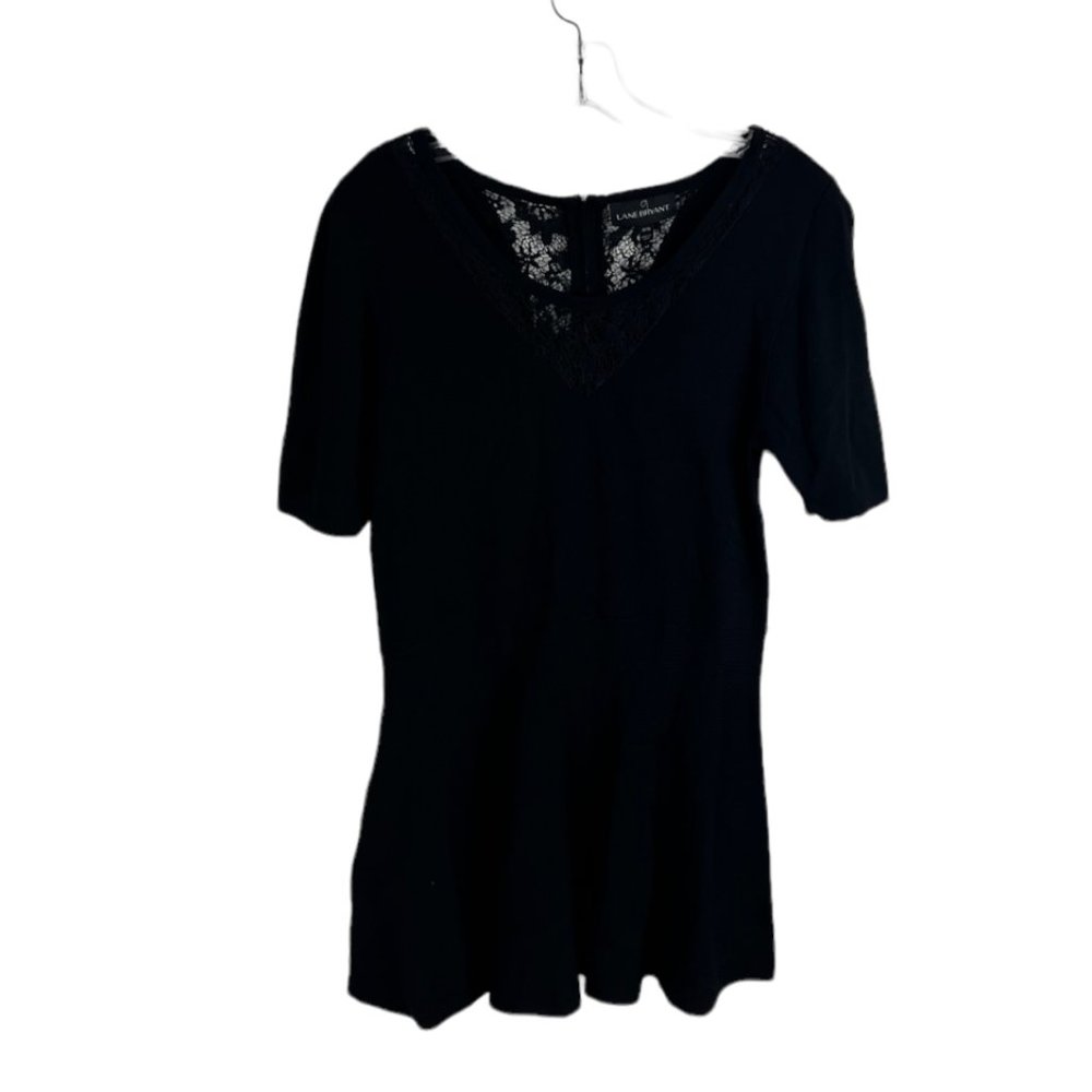 Lane Bryant lace cut out ribbed knit peplum top Sz 14/16 XL 1X black